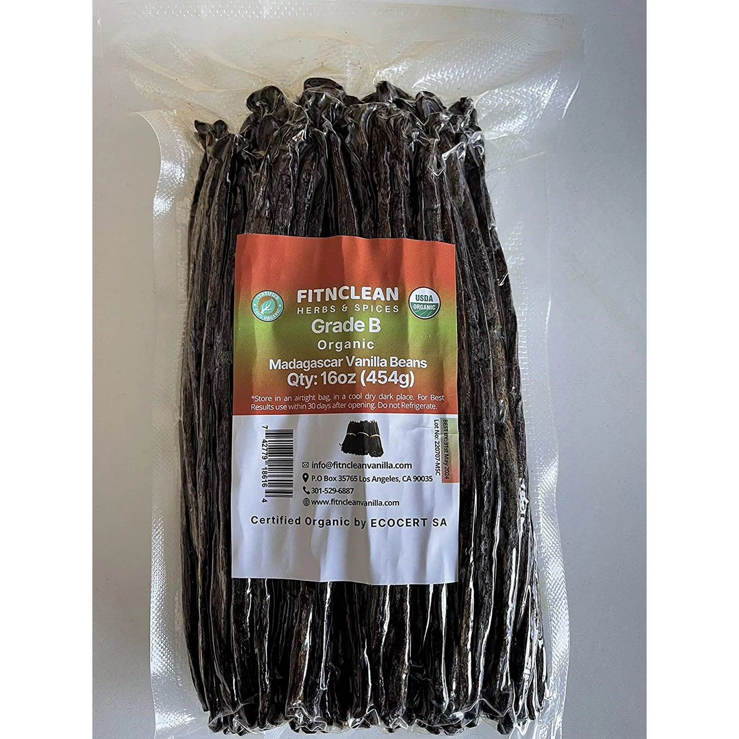 Organic Madagascar Vanilla Beans Grade B. Concentrated Flavor for Homemade Extract. 6"-7.5" Pods (By Weight)