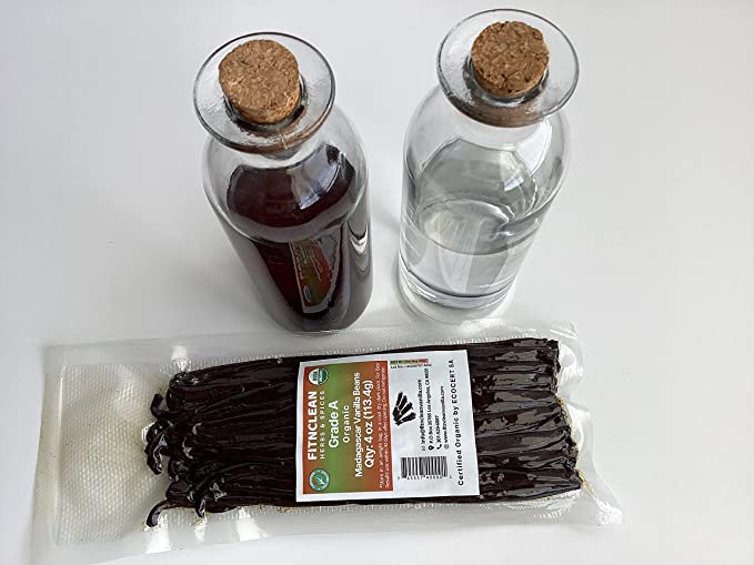 4oz Vanilla Beans Tahitian Grade B for Extract, Cooking and Baking by FITNCLEAN VANILLA| Fresh 5"-7" NON-GMO Natural Raw Whole Pods