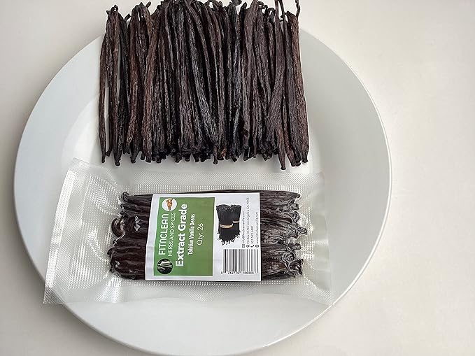 26 Tahitian Vanilla Beans Grade B Extract Exclusive Bulk. 4"-5" Lenght