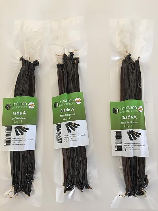 Vanilla Beans Tahitian Grade A for Baking Extract, Brewing, Paste, Cooking (11 ea) by FITNCLEAN VANILLA | ~6" Fresh Raw Natural NON-GMO Gourmet Whole Pods