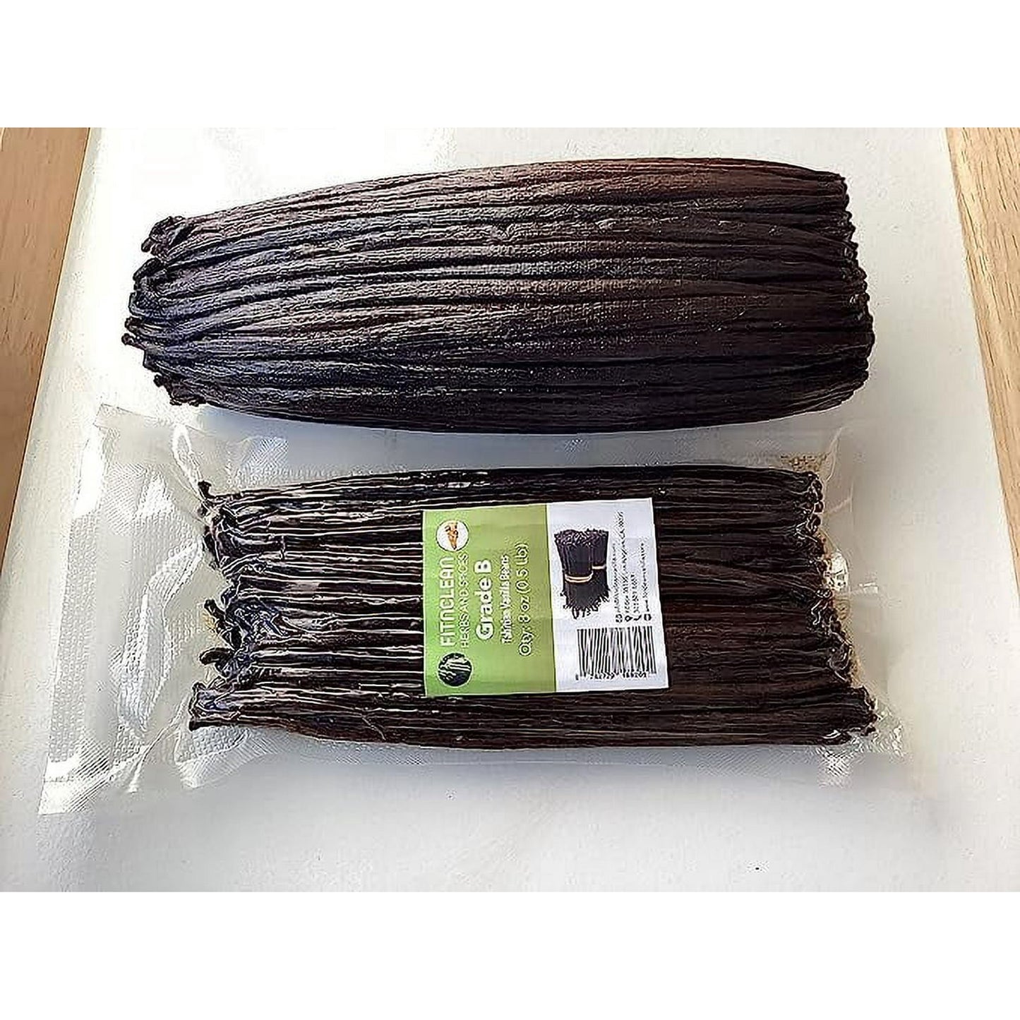 8oz Organic Madagascar Vanilla Beans Grade B for Extract. Certified USDA Organic. 5"-7" by FITNCLEAN VANILLA for Paste and Baking (1/2 Lb) Whole NON-GMO Pods
