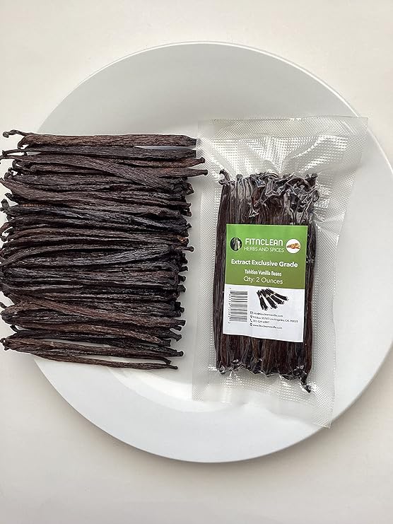 2oz Tahitian Vanilla Beans Grade B Extract Exclusive Bulk | 4"-5" Whole Raw NON-GMO PODS by FITNCLEAN VANILLA