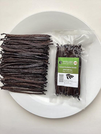 2oz Tahitian Vanilla Beans Grade B Extract Exclusive Bulk | 4"-6" Whole Raw NON-GMO PODS by FITNCLEAN VANILLA