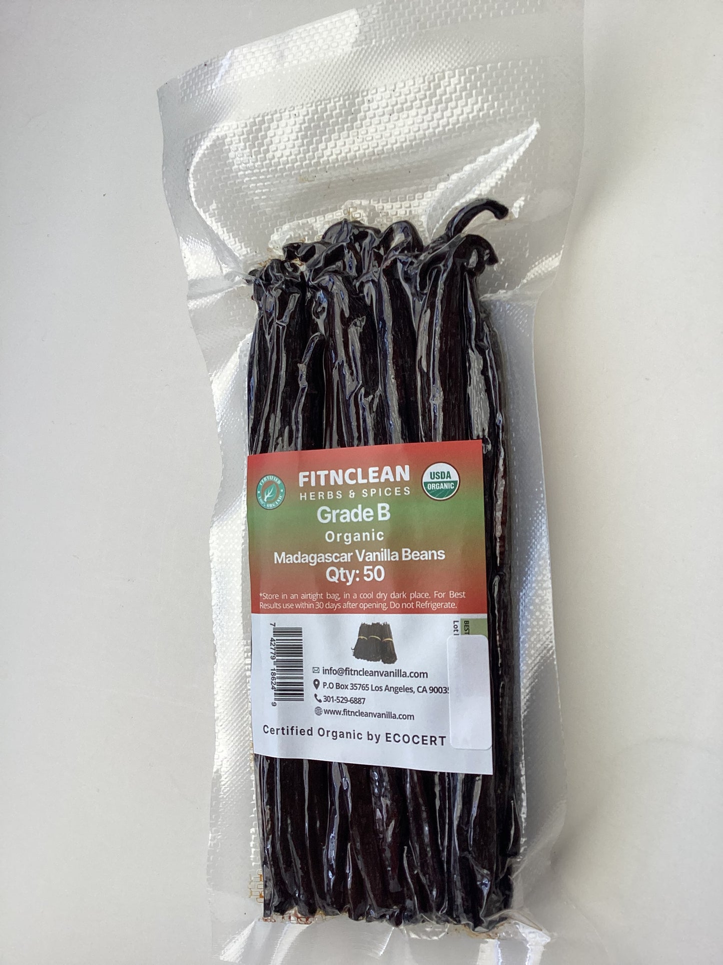 Certified USDA Organic Madagascar Vanilla Beans Grade B for Homemade Extract. Flavorful 5-7" Pods  (By Count)