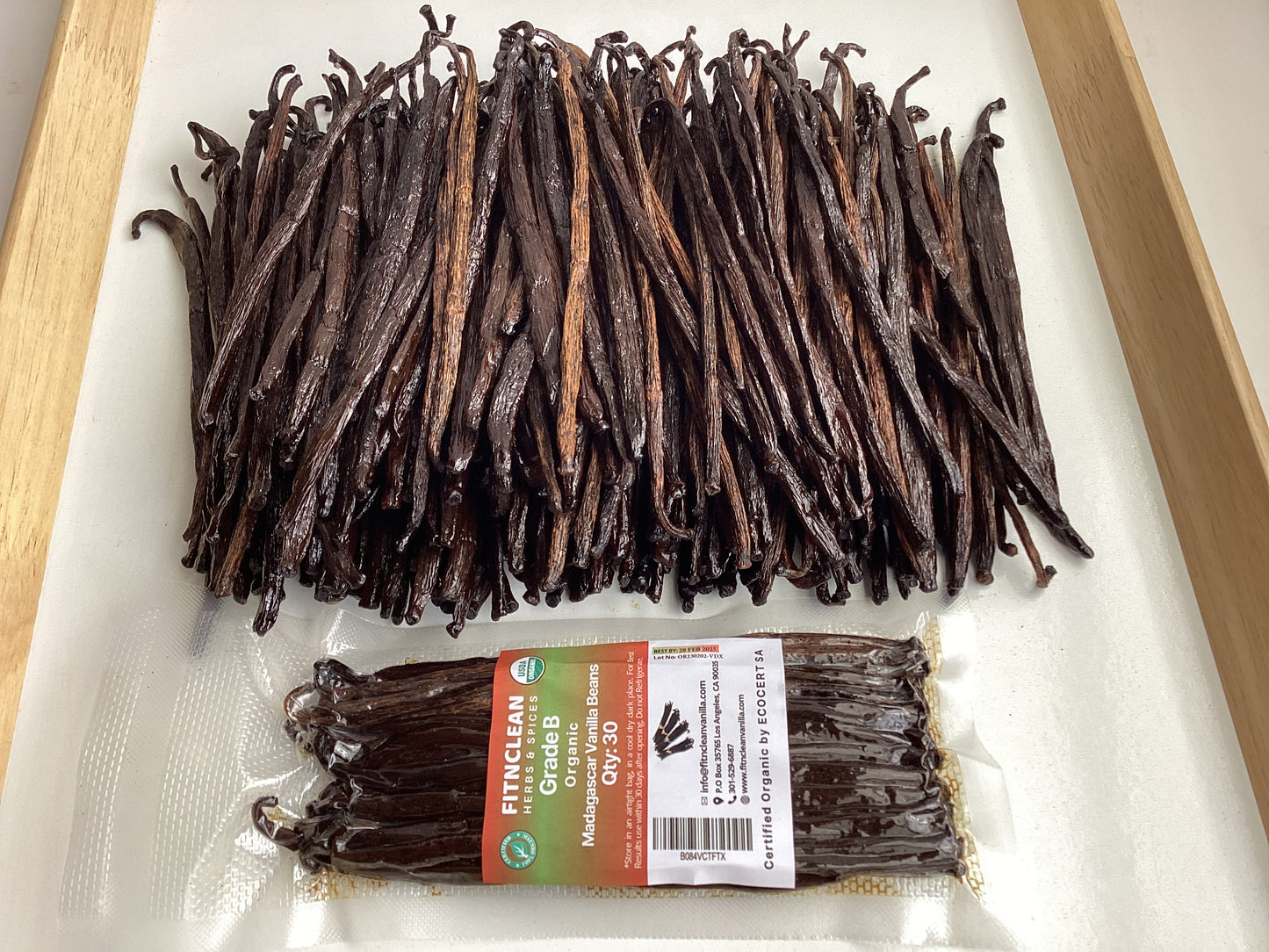 Certified USDA Organic Madagascar Vanilla Beans Grade B for Homemade Extract. Flavorful 5-7" Pods  (By Count)