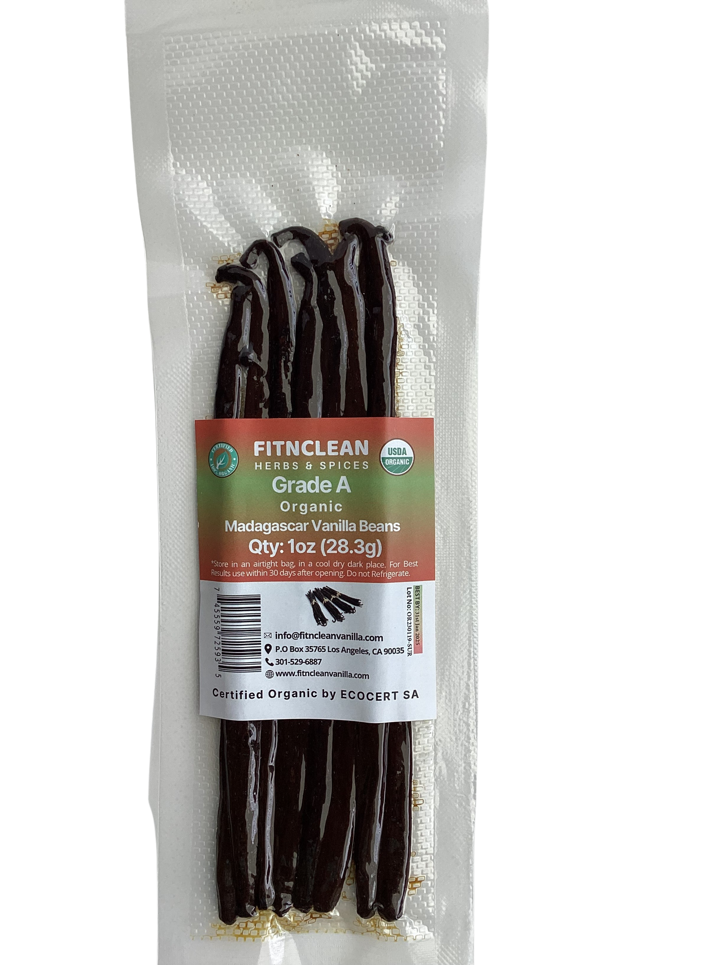 Organic Madagascar Vanilla Beans Grade A. Certified USDA Organic. Plump Fresh Optimum Flavor 6"-8" (By Weight)