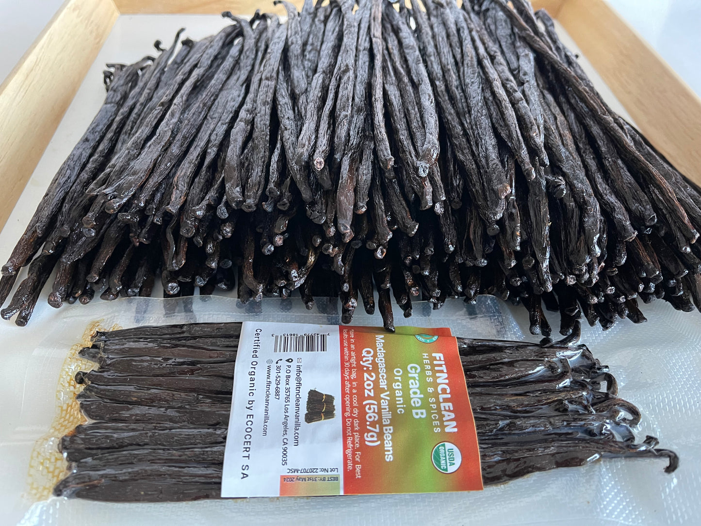 Organic Madagascar Vanilla Beans Grade B. Concentrated Flavor for Homemade Extract. 6"-7.5" Pods (By Weight)