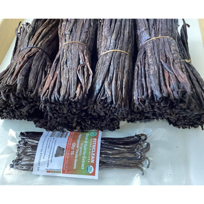 15 Split Madagascar Vanilla Beans Grade B| 5"-7" For Extract by FITNCLEAN VANILLA | Whole Bourbon NON-GMO Pods for Paste