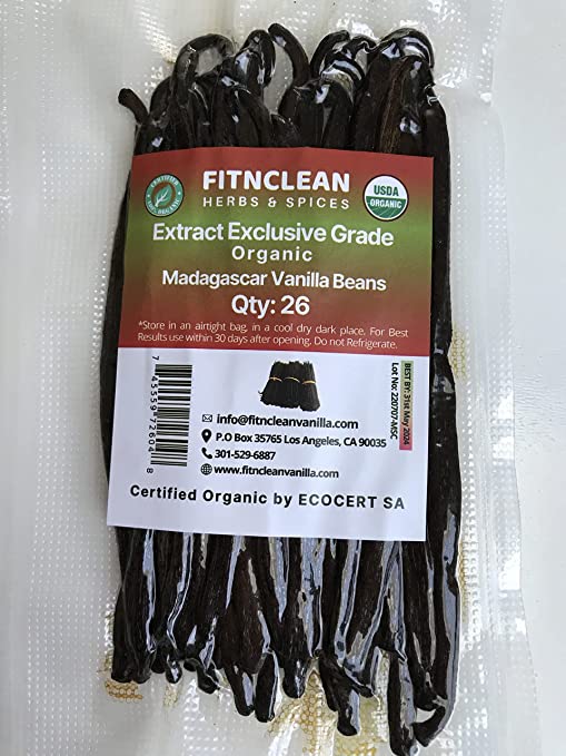 26 Extract Grade Organic Madagascar Vanilla Beans