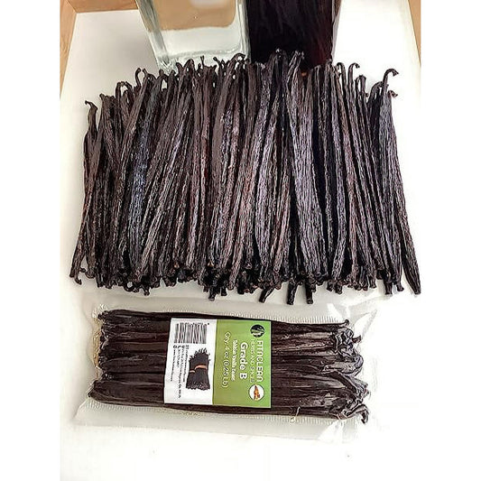 4oz Vanilla Beans Tahitian Grade B for Extract, Cooking and Baking by FITNCLEAN VANILLA| Fresh 5"-7" NON-GMO Natural Raw Whole Pods