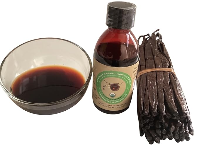 Organic Double-Fold Madagascar Vanilla Bean Extract by FITNCLEAN VANILLA – USDA Certified Organic. Premium Pure No-Additive. 4 fl oz.