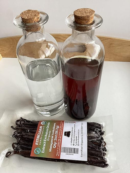 2oz Madagascar Organic Vanilla Beans Extract Exclusive Grade B. Certified USDA Organic | Weight - 2 Ounces (1/8 Lb) by FITNCLEAN VANILLA Bulk Dry NON-GMO Pods