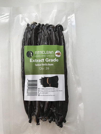 26 Tahitian Vanilla Beans Grade B Extract Exclusive Bulk. 4"-5" Lenght
