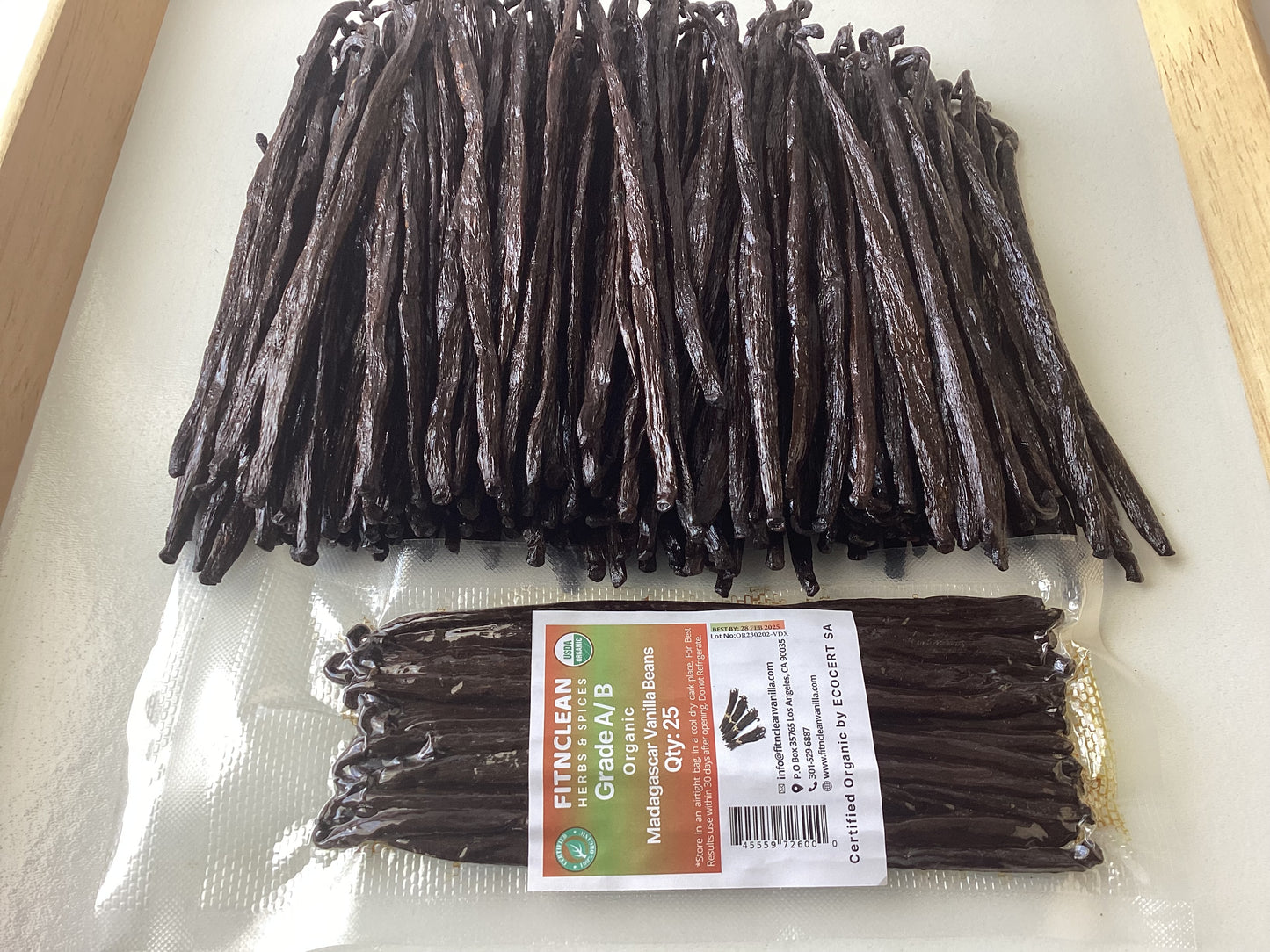 30 Organic Madagascar Vanilla Beans Grade A/B. Certified USDA Organic. 5"-7" by FITNCLEAN VANILLA. Bourbon Fresh Whole NON-GMO Pods