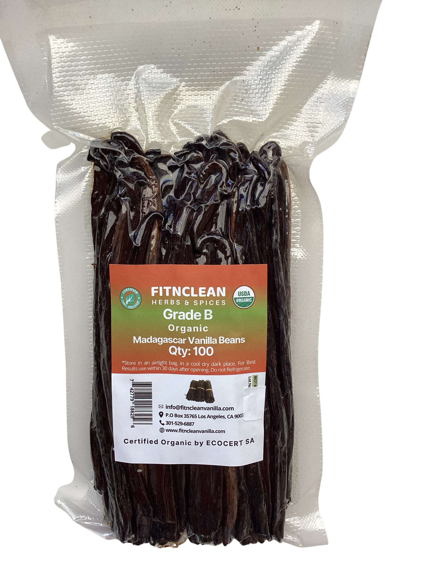 Organic Madagascar Vanilla Beans Grade B (By Count)