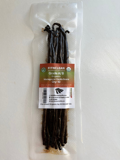 Organic Madagascar Vanilla Beans Grade AB